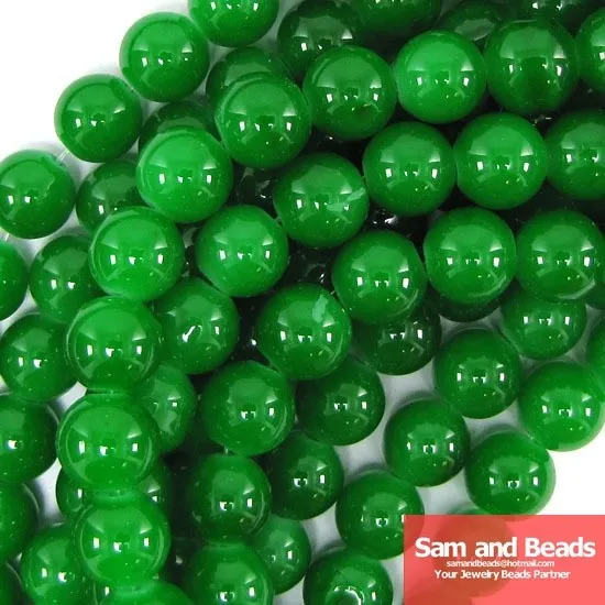 nEO_IMG_0mm glass round beads strand green