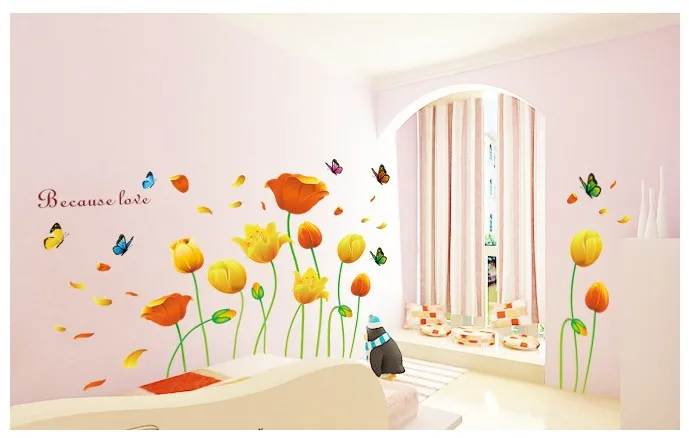 Bedroom Wall Decor Romantic romantic flower decoration bedroom sofa large wall sticker Bedroom Wall Decor Romantic romantic flower decoration bedroom sofa large wall sticker