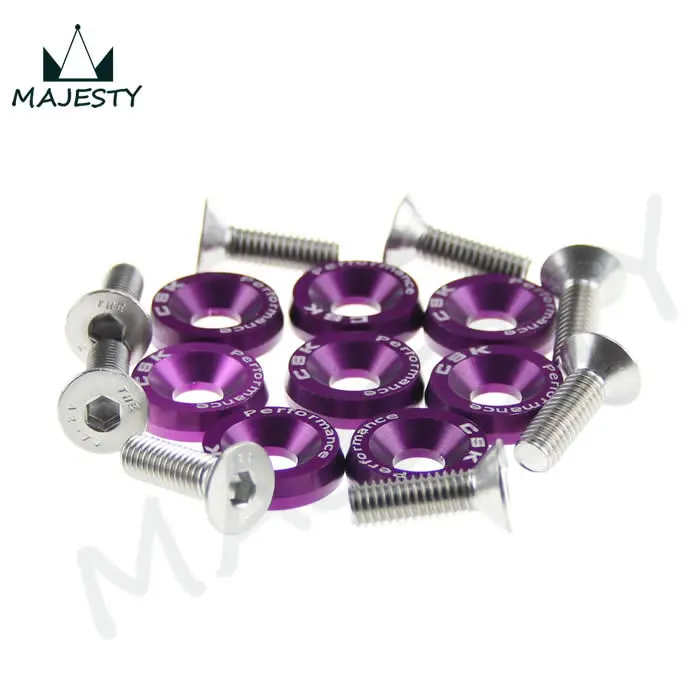 8pcs M6 Wide Hex Screw Bolt Bumper Fender Washer Anodized Aluminum blue