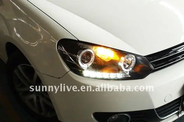 For VW Golf 6 LED Headlights With Angel Eyes 2010-2012 ( Left and Right ) V3 Type