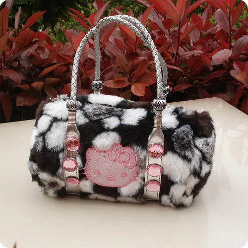 New Arrival!!2013 Fashion Cute Bow Hello Kitty Velour Tote Bag Handbag