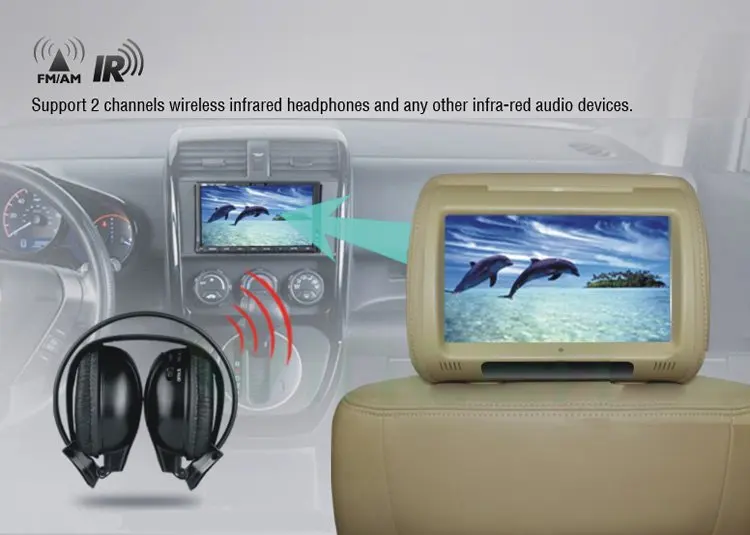 Discount 2012!!! 9 inch Digital Touch Screen Car Headrest DVD Player + 32Bit Game+IR+USB+SD+FM  Free Dual Channel  IR Wirelss Headphone 8