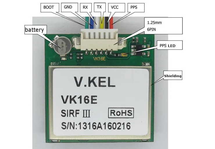 1PCS módulo VK16E Módulo GPS SiRF 3 Chip GMOUSE Con Antena De Cerámica 9600bps Nuevo 
