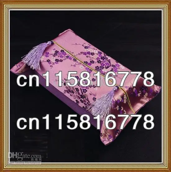 Rectangular Tissue Box Holder Unique 100% Silk Fabric High quality Tassel Crafts 50pcs/pack mix Free