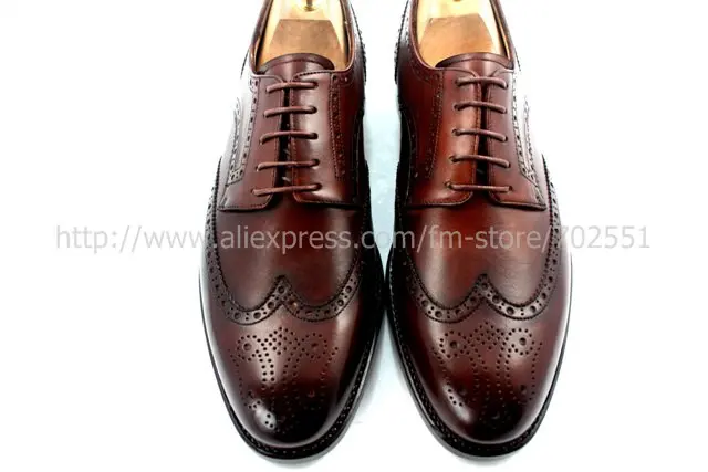 Free shipping goodyear welt handmade pure genuine calf leather men's dress/classic derby color brown shoe No.D51