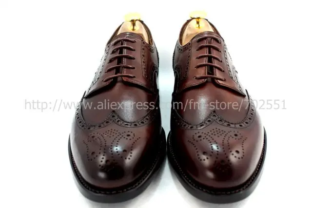 Free shipping goodyear welt handmade pure genuine calf leather men's dress/classic derby color brown shoe No.D51