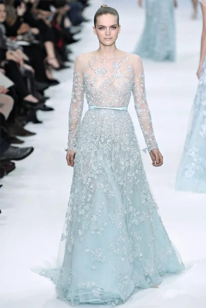 2014 Scoop elie saab dress Light Blue 