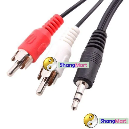 3.5mm Aux Auxiliary Cable Cord To 2 RCA 