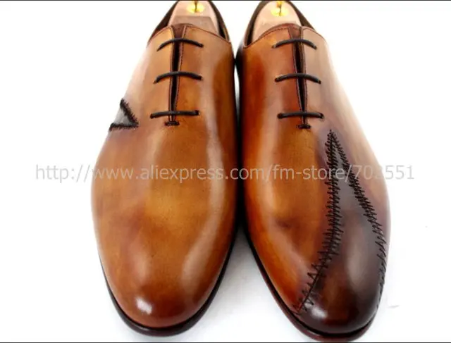 Free shipping custom handmade genuine calf leather men's oxford shoe color brown No.OX195 mackay craft