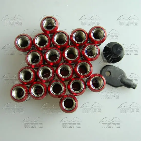 44mm M12 P1.5 P1.25 Steel Volk Formula Racing Conceled Heptagon Racing Car Wheel Lug Nuts Red Blue Gold Rays volk racing-red (3)