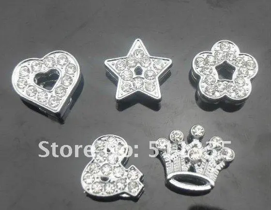 wholesale 100pcs 10mm full rhinestone mix style slide charms DIY accessories fit pet collar necklace bracelet free shiping