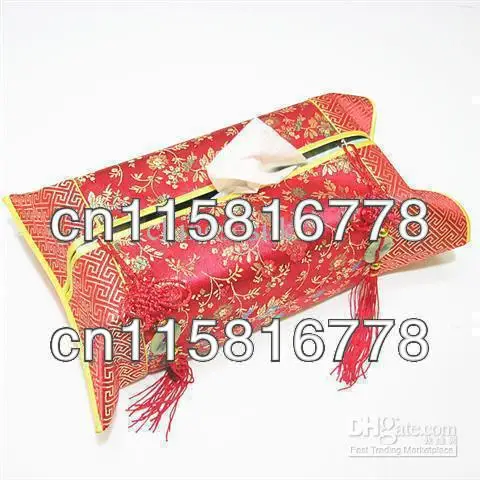 Travel Tissue Holder Rectangular Silk Fabric Jade Chinese knot Tassel Crafts 10pcs/pack mix Free