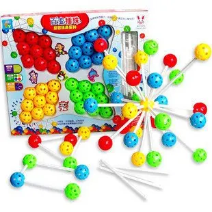 Candice guo! Hot sale plastic toys changeable DIY inserted beads blocks magic beads intelligence toy series create imagination