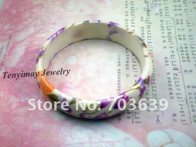 Multicolor Acrylic Flower Bangles, Wholesale 24pcs/Lot Flower Printed Bangles Free Shipping, Plastic Bangles For Gift, Promotion