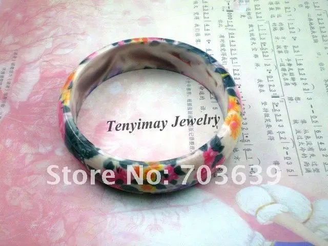 Multicolor Acrylic Flower Bangles, Wholesale 24pcs/Lot Flower Printed Bangles Free Shipping, Plastic Bangles For Gift, Promotion