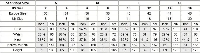 standard size chart