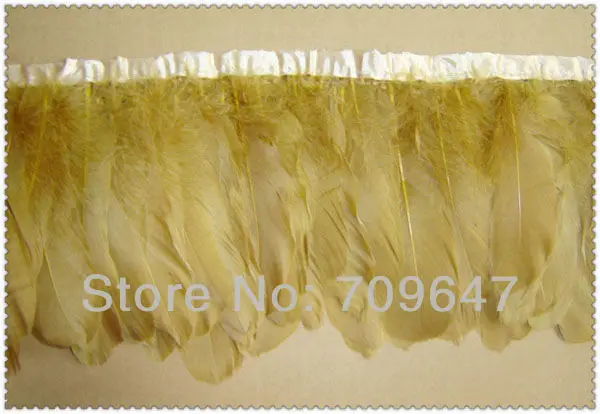Hackle feather fringe of ivory color 2 meter trim
