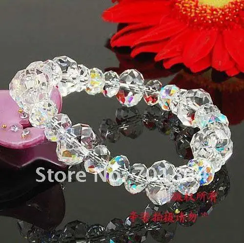 10pcs/lot Free Shipping Fashion Jewelry 8-12mm Crystal Beaded Strecth Bracelet Crystal AB Color