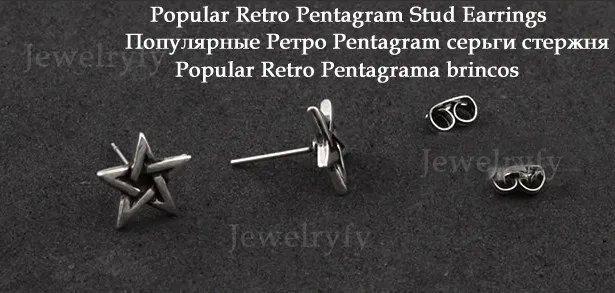 Popular Retro Pentagram Stud Earrings