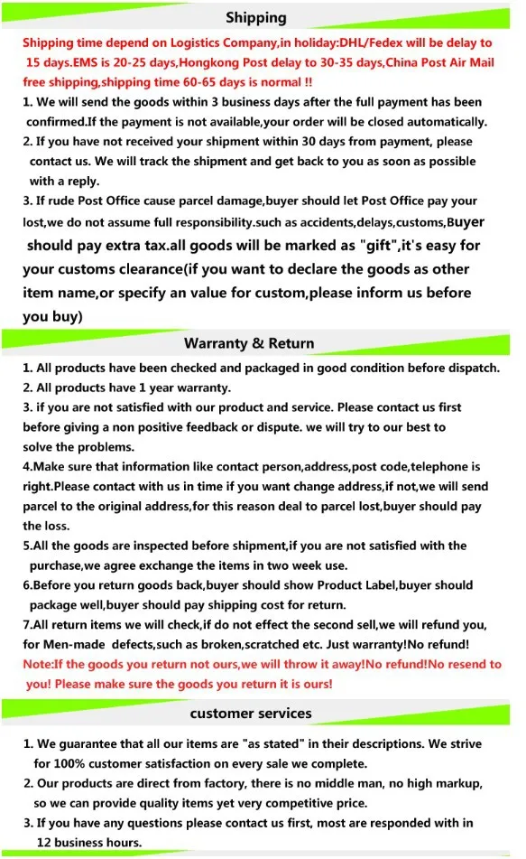 shipping warranty return services