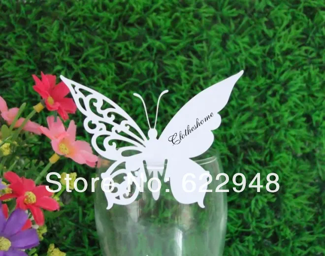 New Butterlfy Wedding Name Place Cards,Wine glass Wedding favor.JPG
