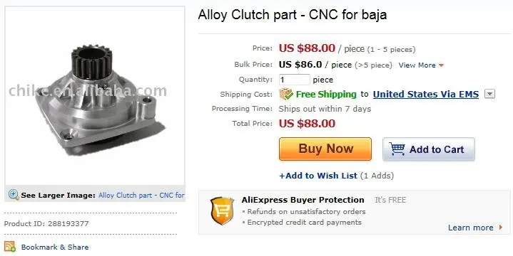 Amazing*Free Shipping*CNC - Clutch Bell Mount + Clutch Bell - For Baja 5B- Original $88, Special Offer 10pcs & Limited time.