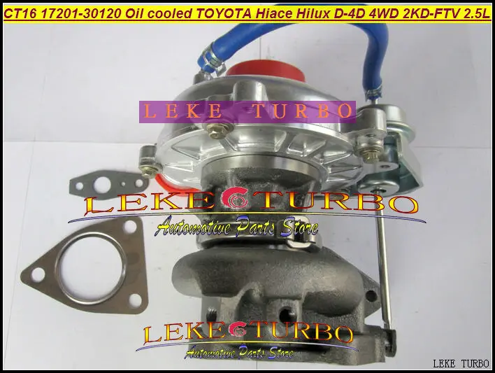 New CT16 17201-30120 Oil cooled Turbo Turbine Turbocharger For Toyota Hiace H1-Lux Diesel Engine 2KD 2KD-FTV 2.5L 102HP with gaskets (6)