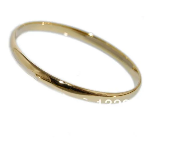 18k Yellow Gold GF Bangle Smooth Rounded Solid 65mm Diameter 6mm Width New.jpg