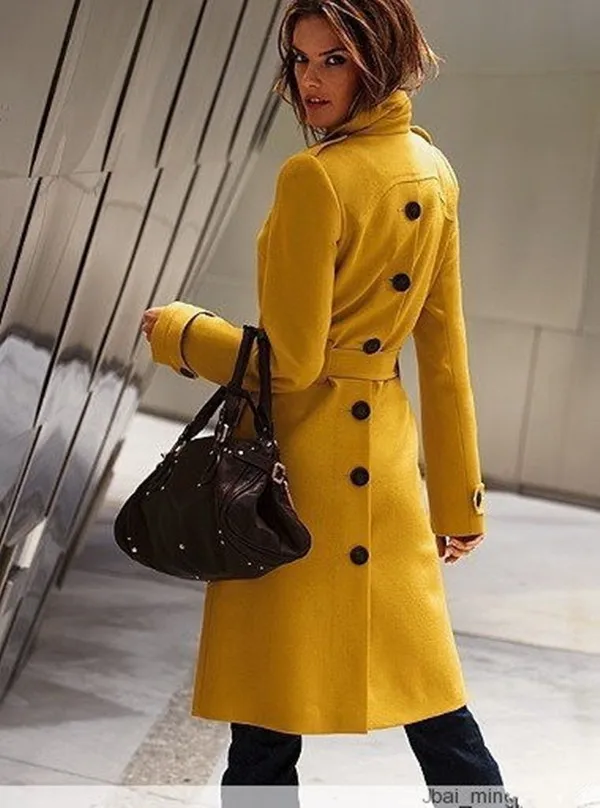 Pea Coat Woolen Trench Outerwear Winter 