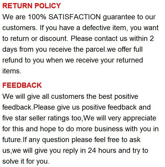 return policy and feedback