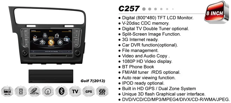 Best S100 8" Car DVD GPS Player for VW Golf 7 Car Radio for Golf 7 Car Audio for Golf 7 Car Navigation for Golf 7 3 Best S100 8" Car DVD GPS Player for VW Golf 7 Car Radio for Golf 7 Car Audio for Golf 7 Car Navigation for Golf 7 3