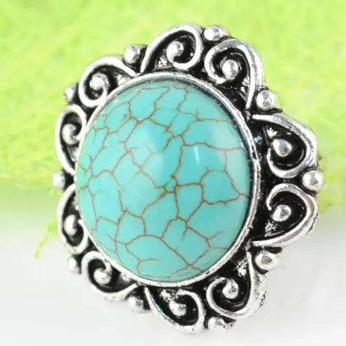 free shipping, ring ,gold wedding rings for women ,flower style turquoise ring ,charm jewelery ,rn-519