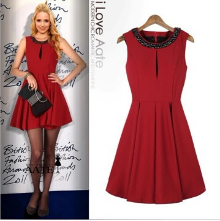 dress warna merah gold