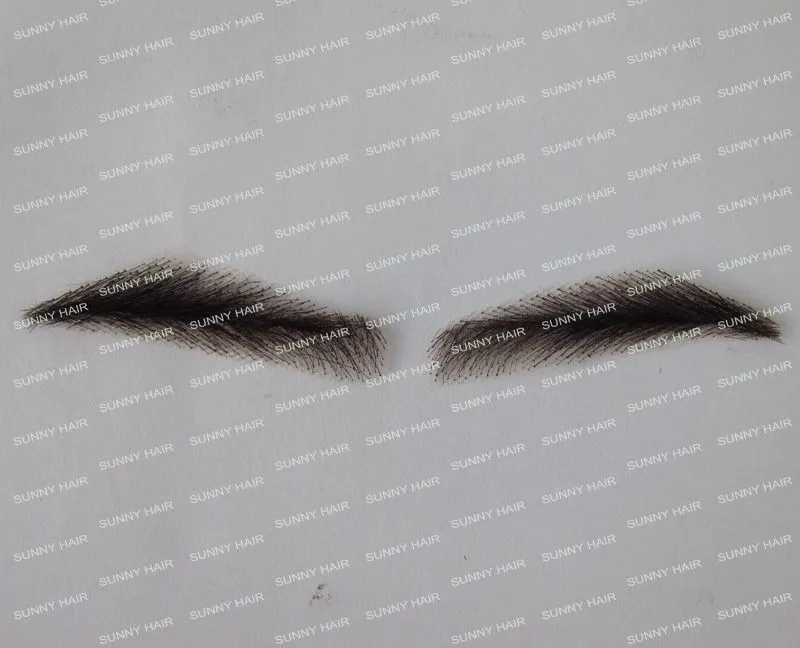 Homem do Cabelo Feita Humano Sobrancelha Falsa 019b Cor Preta nó Falso Mão 4 Beleza e saúde