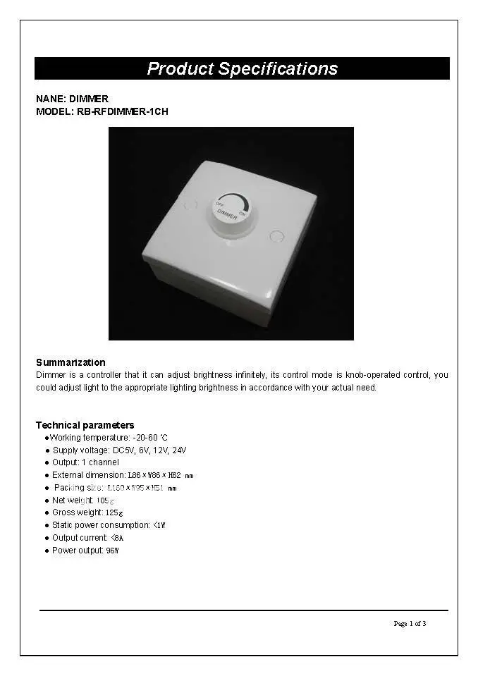 DIMMER 12V LED DIMMER  24V LED CONTROLLER PANEL DIMMER knob-operated control
