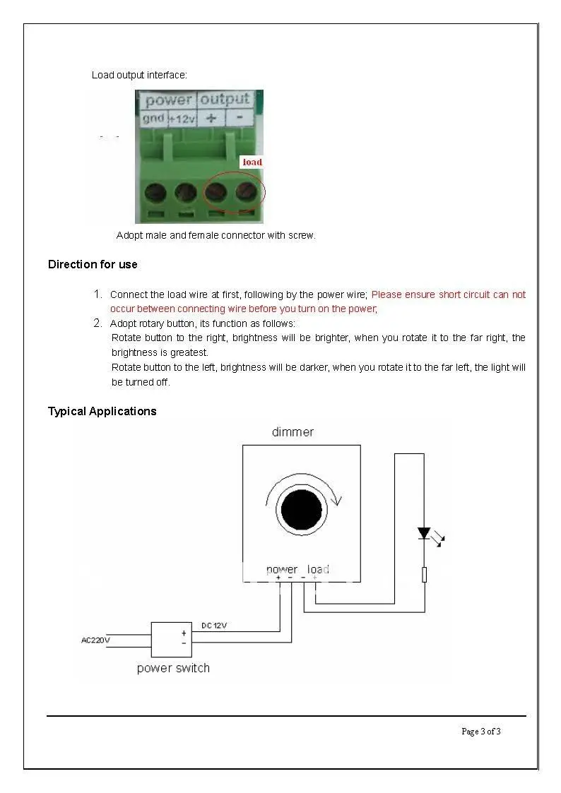DIMMER 12V LED DIMMER  24V LED CONTROLLER PANEL DIMMER knob-operated control