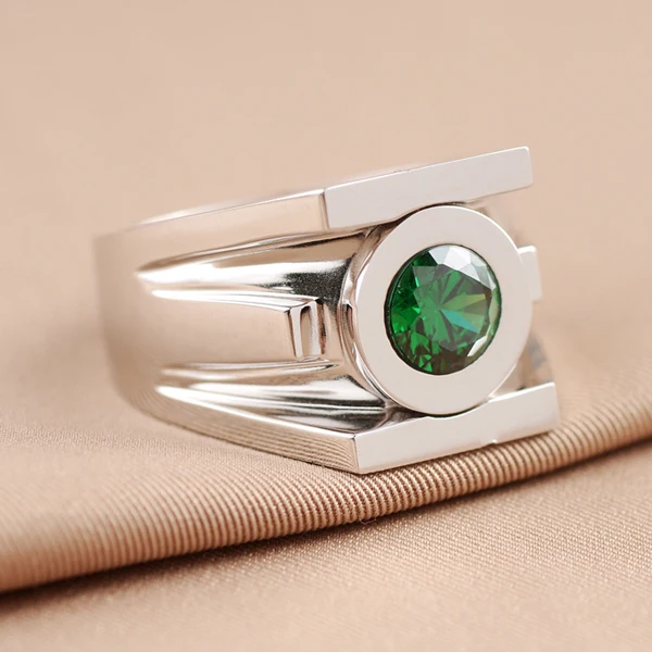 Free Shipping Genuine 18k Solid White Gold Green Lantern Rings For Men 1 0 Ct 6 5mm Emerald Factory Price Staryee Fine Jewelry Ring Belt Ring Solutionsring Clothes Aliexpress