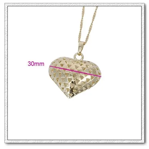 Free necklace,Copper with 14K gold plated heart shape pendant, Free shipping