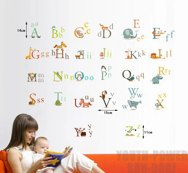 26 Animals Alphabet Baby Kids Nursery Wall Art Sticker Vinyl Decals 26 Animals Alphabet Baby Kids Nursery Wall Art Sticker Vinyl Decals Boys S Home Room Decor Decorations Removable Educational In Stickers From