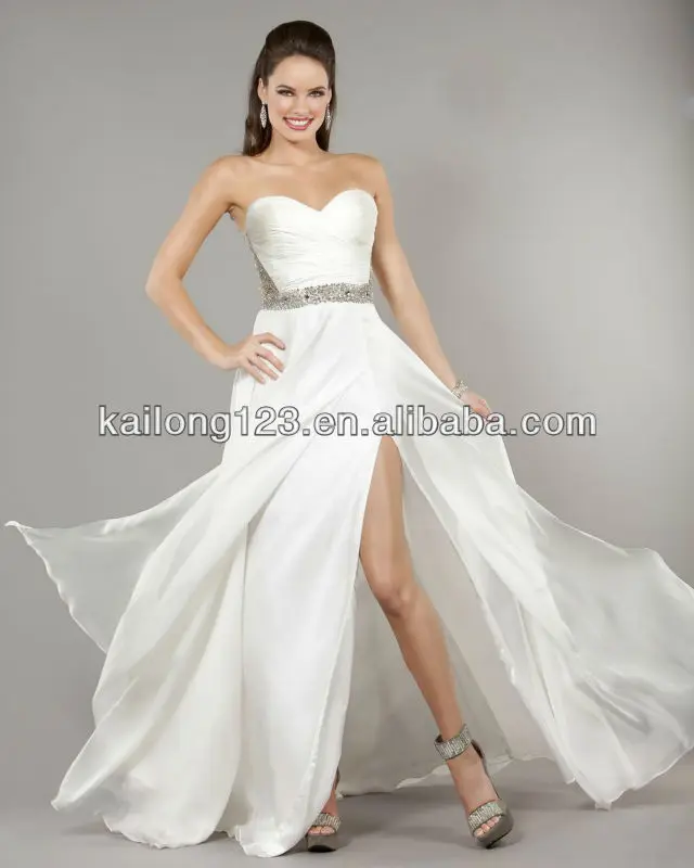 Side Zipper Chiffon Dresses 