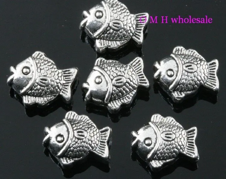 OMH wholesale Free ship 65pcs tibetan silver fish spacer beads Jewelry metal beads 15x13x7mm ZL103