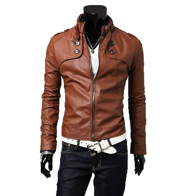 Leather Fit New Zipper Designed Hot Men's Pu Jacket Slim Stylish qw8ORaxU4