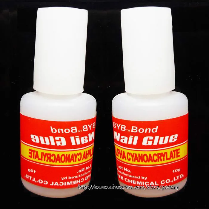 808 com Escova Atacado Excelente Qualidade Forte Cola Unha Vínculo 10g Byb Falso Francês Acrílico Dicas Glue 640 Pçs - Lote Frete Grátis 3 10g BYB 808 com escova Falso Francês