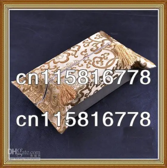Rectangular Tissue Box Holder Unique 100% Silk Fabric High quality Tassel Crafts 50pcs/pack mix Free