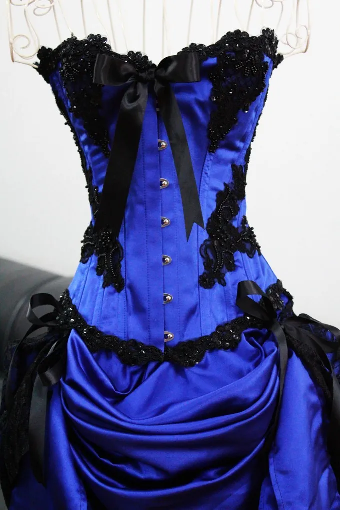 Vintage Beaded Lace Corset Short Royal Blue Prom Dresses 2014 New Arrival (2)