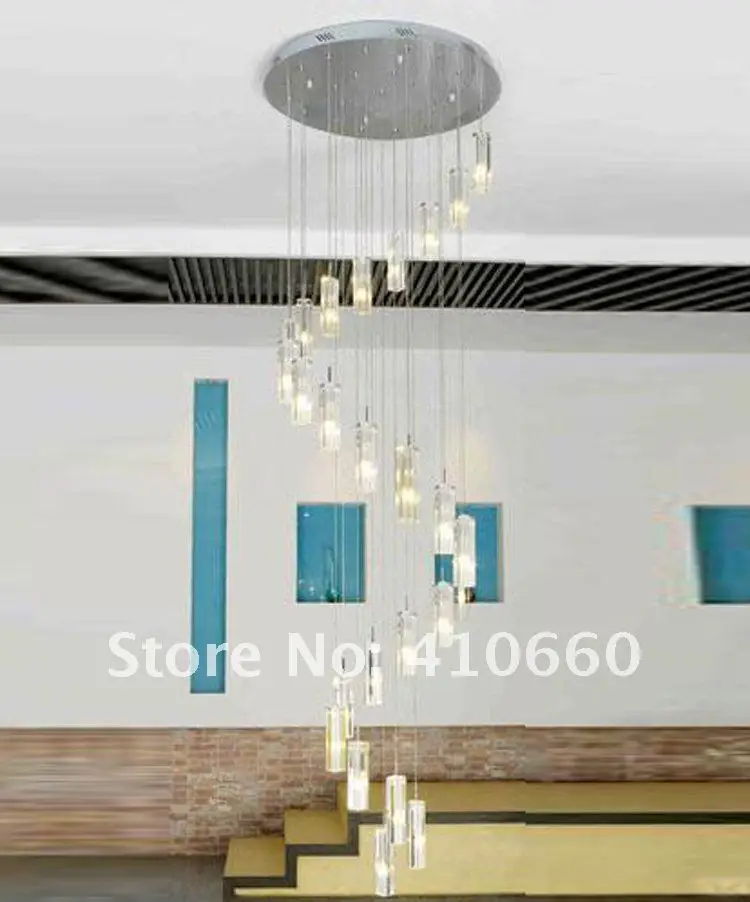 stepwise chandliers New Crystal Pedant -Chandelier 25 light Modern Spiral Chandelier use for stair well 