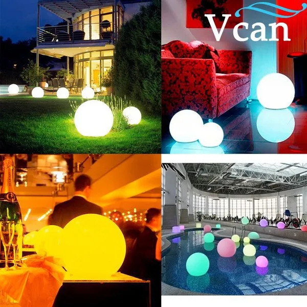 waterproof colors changing remote control rechargeable led light ball lam[