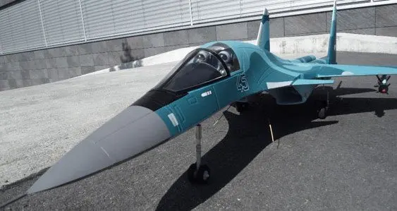 SU34 rc jet model blue camo