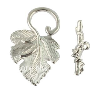 30Sets Silver Plate big leaf toggle clasps A5108SP