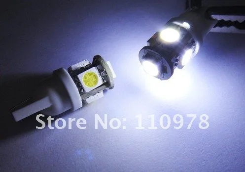 High Power 5 SMD LED Light Lamp T10 161 168 194 2825 921 W5W wedge bulb WHITE